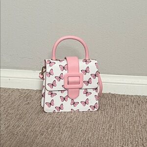 Source Unknown Pink and White Butterfly Mini Bag